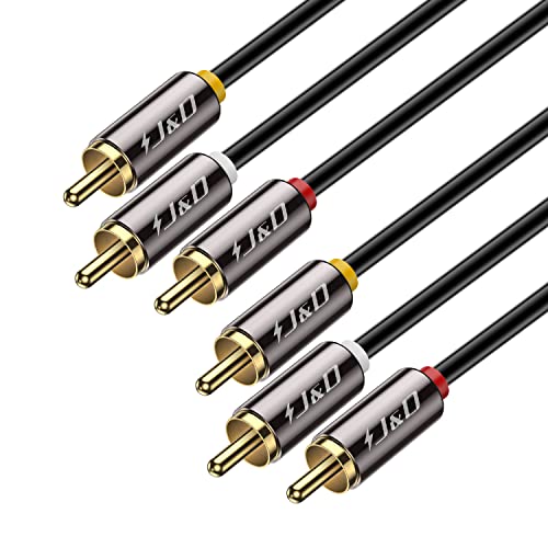 J&D Cinch Kabel Video-Audio-AV Y-Splitter-Kabel, Goldbeschichtet 3 RCA Stecker auf 3 RCA Stecker Stereo Audio kabel, 1.8m von J&D