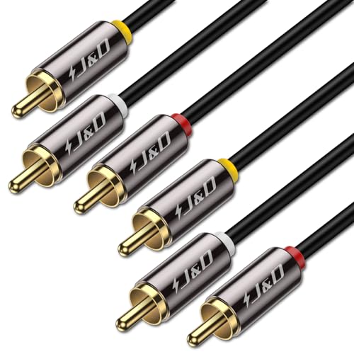 J&D Cinch Kabel Video-Audio-AV Y-Splitter-Kabel, Goldbeschichtet 3 RCA Stecker auf 3 RCA Stecker Stereo Audio kabel, 2.4m J&D Cinch Kabel Video-Audio-AV Y-Splitter-Kabel, Goldbeschichtet 3 RCA Stecker auf 3 RCA Stecker Stereo Audio kabel, 2.4m von J&D