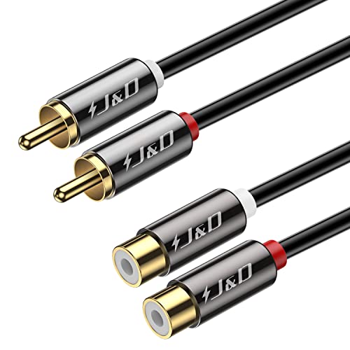 J&D Cinch Verlängerung Audio kabel 2 x Cinch auf 2 x Cinch Kabel, vergoldet Kupfer Shell Heavy Duty 2 RCA männlich zu 2 RCA Weiblich Stereo Audio Kabel, Cinch Kabel, 6 Feet von J&D
