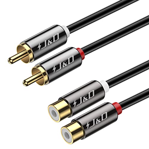 J&D Cinch Verlängerung Audio kabel 2 x Cinch auf 2 x Cinch Kabel, vergoldet Kupfer Shell Heavy Duty 2 RCA männlich zu 2 RCA Weiblich Stereo Audio Kabel, Cinch Kabel, 6m von J&D