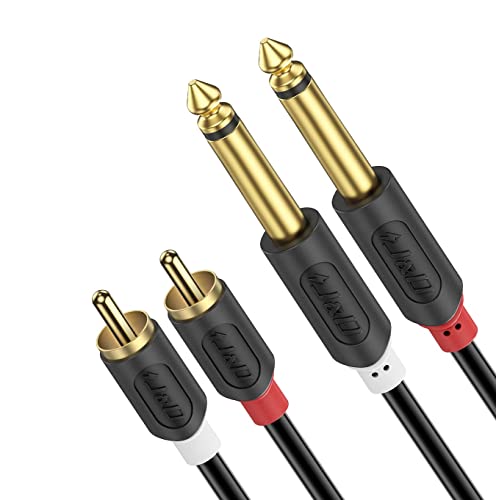 J&D Cinch auf 6,3mm Klinke Kabel, Gold-Plated [AudioWave-Serie] 2 x Male Chinch Stecker zu 2 x 6,3mm 1/4'' Klinke mono Audio Adapter Y-Splitter-Cinch-Kabel - 15 Feet von J&D