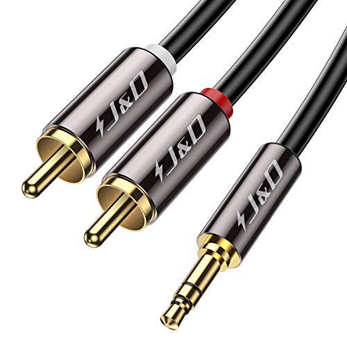 J&D Cinch auf Klinke 3,5 Kabel Goldbeschichtet 3,5mm, Männlich auf 2 RCA Männlich Stereo Audio 3,5 mm 2 Cinch Adapter kabel, 1.8m von J&D