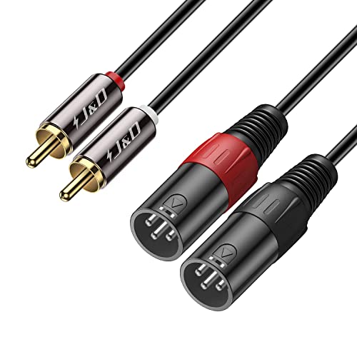 J&D Dual Cinch-Stecker auf Dual XLR-Stecker (2,7 Meter), 2 Cinch auf 2 XLR Male HiFi Stereo Audio Verbindung Mikrofonkabel Drahtschnur Pfadkabel für Lautsprecher, Verstärker, HiFi-Stereo-Audiosysteme von J&D