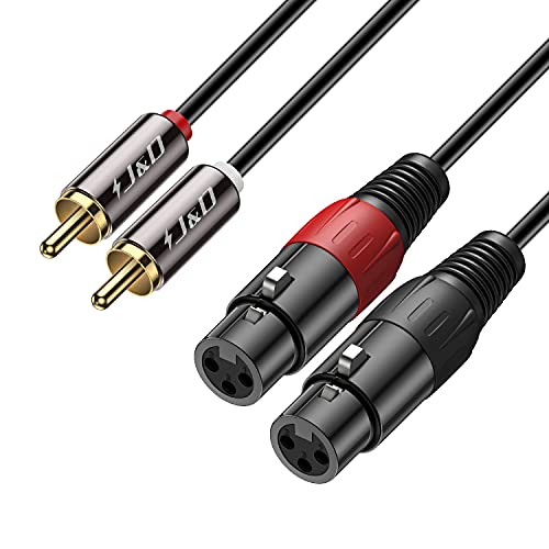 J&D Dual-Cinch auf Dual-XLR Kabel, PVC Geschält Unbalanced 2x XLR Weiblich zu 2x RCA Männlich HiFi Stereo Audio Verbinden Adapterkabel für Lautsprecher Kondensatormikrofon AMP, 1,8 Meter von J&D