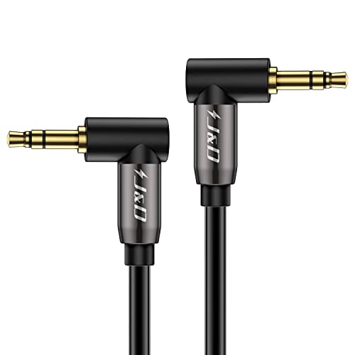 J&D Goldbeschichtet 3,5mm Stereo Audio Aux Kabel 90° Rechter Winkel Kompatibel für iPhone und die meisten Telefongeräte, Lautsprecher und alle andere Geräte, 4.5 Meter von J&D