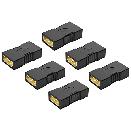 J&D HDMI Kupplung Adapter, 6 Stück Gold-Plated Weiblich auf Weiblich 4K HDMI Koppler HDMI Extender, Unterstützt 3D 4K ARC Ethernet von J&D