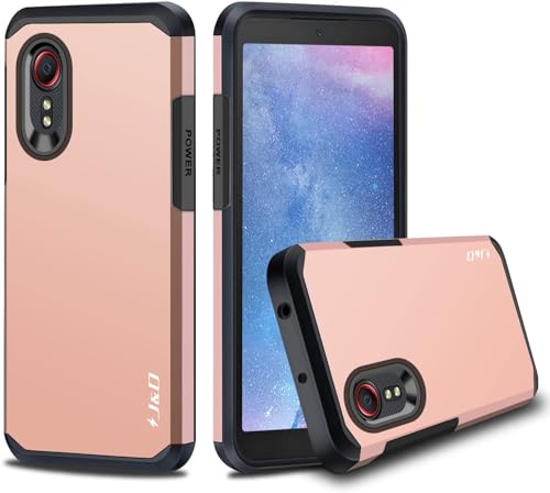 J&D Handyhülle Kompatibel für Samsung Galaxy Xcover 5 Hülle, Heavy Duty Doppelschicht Hybrid Robustes Stoßfest Schutzhülle für Galaxy Xcover 5, Rose Gold von J&D