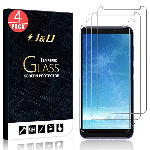 J&D Kompatibel für Alcatel 1S Gehärtetes Glas Schutzfolie, 4-Pack Vorgespanntes GlasNicht Ganze Deckung Glas Displayschutz für Alcatel 1S Displayschutzfolie - Nicht für Alcatel 3 2019/Alcatel 3L 2019 von J&D