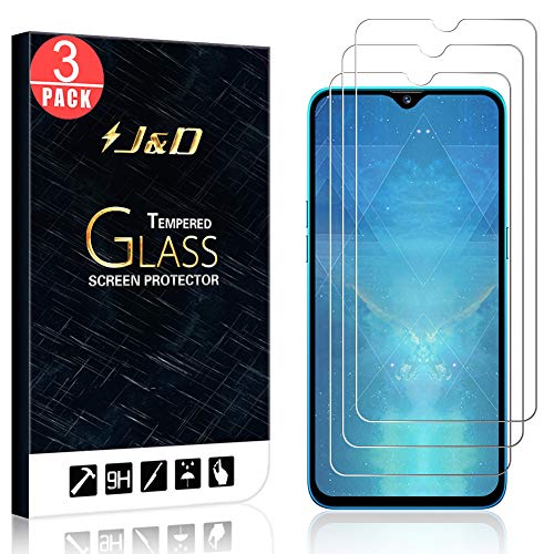 J&D Kompatibel für Realme 5 Pro Gehärtetes Glas Schutzfolie, 3er Packung Vorgespanntes Glas Nicht Ganze Deckung Glas Displayschutz für Realme 5 Pro Gehärtetes Glas Displayschutzfolie von J&D