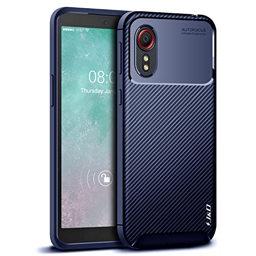 J&D Kompatibel für Samsung Galaxy Xcover 5 Hülle, Carbon Fiber Pattern Leichtgewichtig Fallschutz Stoßfest TPU Slim und Anti-Kratzer Hülle für Galaxy Xcover 5, Blau von J&D