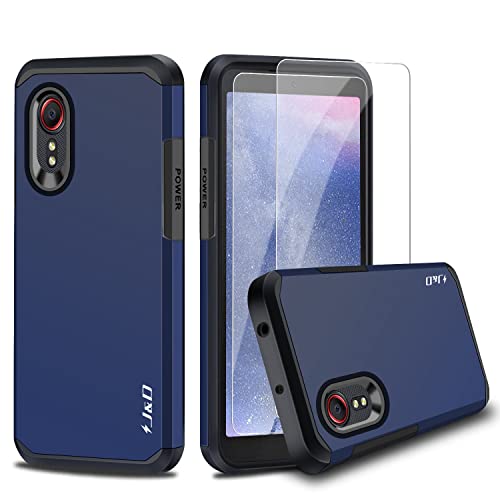 J&D Kompatibel für Samsung Galaxy Xcover 5 Hülle, Heavy Duty Hybrid Robustes Stoßfest Schutzhülle mit 2 Stücke Glas-Displayschutzfolie für Galaxy Xcover 5, Navy Blau von J&D