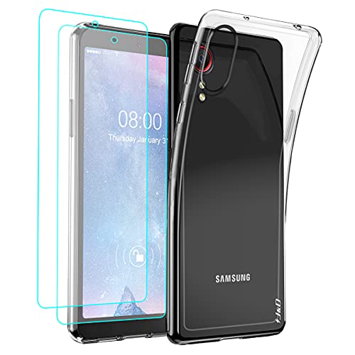 J&D Kompatibel für Samsung Galaxy Xcover 5 Hülle, Kristallklar Anti-Gelb Schutzhülle mit (2er Pack) Displayschutzfolie, Anti-Schock TPU Bumper Case for Galaxy Xcover 5, Transparent von J&D