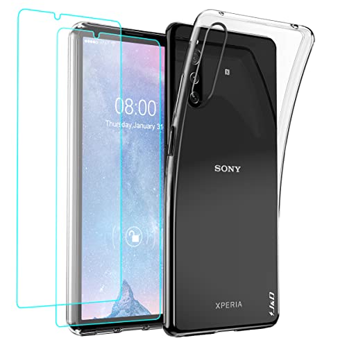 J&D Kompatibel für Sony Xperia 10 IV Hülle, Kristallklar Anti-Gelb Schutzhülle mit (2er Pack) Displayschutzfolie, Anti-Schock TPU Bumper Case, Nicht Kompatibel für Xperia 1 IV, Transparent von J&D