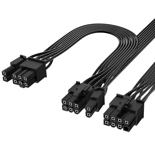 J&D Pcie-Kabel, 60 cm 8-polig zu Dual 6+2-polig, Männlich zu Männlich Gpu-stromkabel, Kompatibel mit Aresgame Modularen Netzteilen (60cm+18cm), 1er Pack von J&D