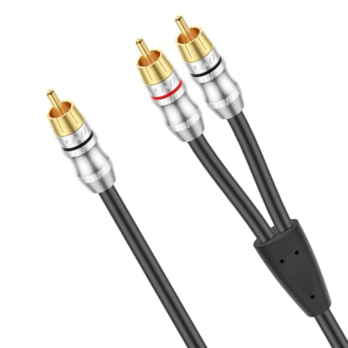 J&D RCA Kabel, 1 RCA Stecker auf 2 RCA Stecker Y-Splitter Digitales Stereokabel Subwoofer Kabel für Subwoofer, Heimkino, 1,8 Meter von J&D