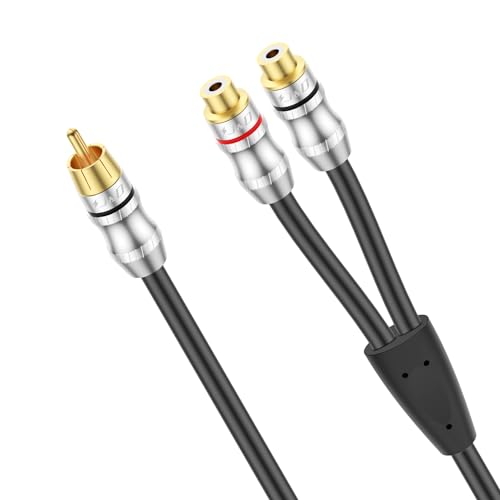 J&D RCA Y-Splitter Kabel, 1 RCA Stecker auf 2 RCA Buchsen Kurzes Y-Splitter Verlängerungskabel, Vergoldeter Adapter Digitales Stereokabel, 0,3 Meter von J&D