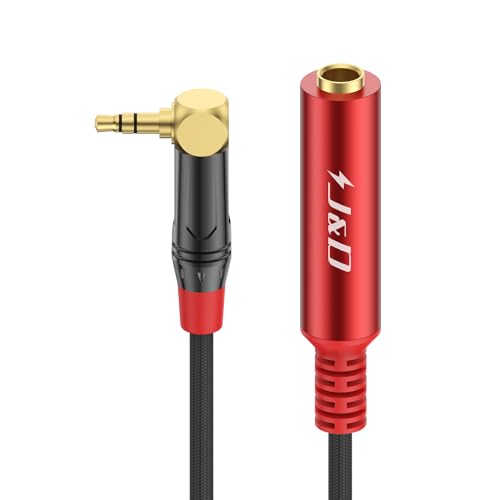 J&D TRS 1/4 zu 1/8 Zoll Stereo-Audio Kabel Adapter, 6,35 mm Buchse auf 3,5 mm Stecker Stereo-Audio Adapter für Kopfhörer, Verstärker, Gitarre, Amp, 1 ft / 30 cm, Rot von J&D