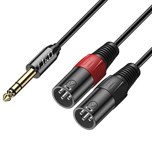 J&D TRS 6,35mm (1/4 Zoll) auf Dual-XLR Y Splitter Kabel, PVC Geschält 2x XLR Männlich zu 6,35mm 1/4" TRS Männlich Unbalanced Stereo Audio Patch Adapterkabel für Speaker Mic Gitarre Mixer AMP, 4,5m von J&D