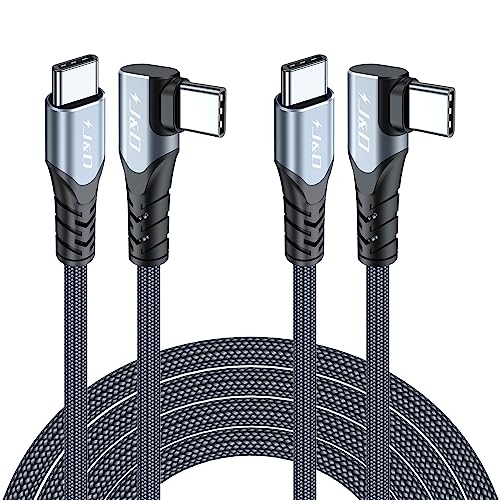 J&D USB C Kabel, 2-Pack Rechter Winkel 100W USB C auf USB C Schnellladen Kabel Kompatibel für iPhone 15/15 Plus/15 Pro/15 Pro Max/Kompatibel für iPad Pro/Air/Samsung S22/21/20/Note20, 2 M von J&D