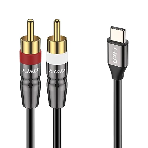 J&D USB-C-auf-2-RCA-Kabel, USB-Typ-C-auf-2-RCA-Stecker, Audio-Hilfs-Stereo-Y-Splitter-Kabel, kompatibel mit iPhone 15-Serie, Google Pixel 6/7/8, MacBook Pro, Telefon, Tablets, Laptop, 2 m von J&D