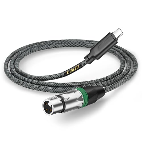 J&D USB C auf XLR Mikrofon-Audio-Kabel für Audioaufnahmen, Dynamisches Mikrofon, Geflochtenes USB C auf XLR Weibliches Mikrofonkabel, Kompatibel mit iPhone 15/16 Serie, 1 M von J&D