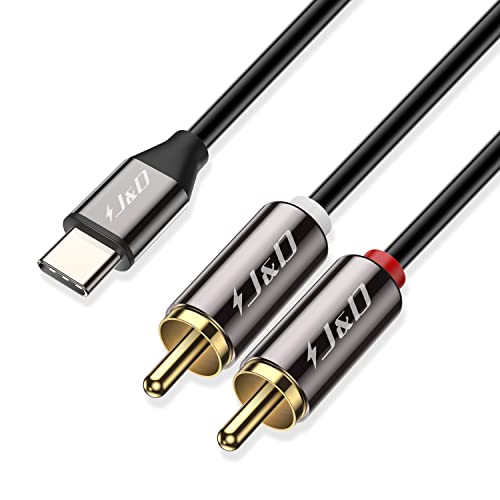 J&D USB C zu RCA Audio Kabel, USB Typ-C Stecker zu 2 RCA Stecker Stereo Audio Konverter Y Splitter Kabel für Tablet Laptop,Google Pixel 6/7/8 MacBook Pro iPhone15 Serie, 1 m von J&D