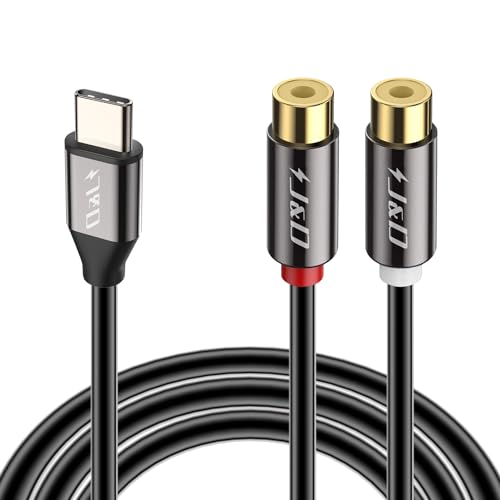 J&D USB C zu RCA Stereo Kabel, USB Typ C zu 2 RCA Buchsen Y Splitter RCA Verlängerungskabel Kompatibel für iPhone 15/15 Plus/15 Pro/15 Pro Max, Galaxy S23/S23+/S23 Ultra/S22+/S22 Ultra, 0,2 M von J&D