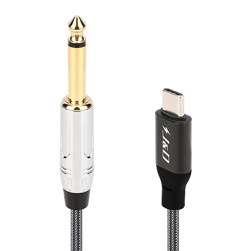 J&D USB Typ C auf 6,35mm 1/4 Zoll TS Gitarren-Audiokabel Mikrofonkabel für Audioaufnahmen, Bass, E-Piano, Kompatibel mit iPhone 15/15 Plus/15 Pro/15 Pro Max, iPad, iMac, 2 m von J&D