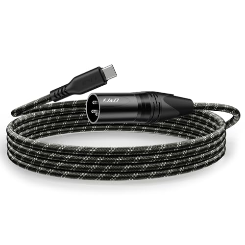 J&D USB Typ C auf XLR Stecker Audio Ausgangskabel, 2 Meter Geflochten, für Verstärker, Lautsprecher, Mischpult, Kompatibel mit iPhone 15/16 und Galaxy S24 Serie, 2 Meter von J&D