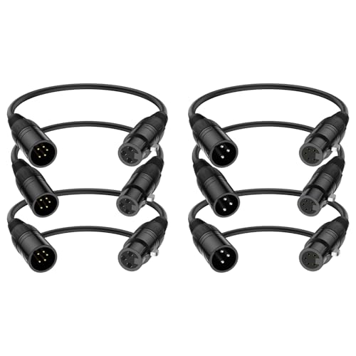 J&D XLR Kabel, XLR Stecker 3-Polig auf XLR Buchse 5-Polig & XLR Buchse 3-Poliges auf XLR Stecker 5-Poliges Audiokabel, 6er-Pack 5-Poliges auf 3-Poliges DMX Beleuchtungskabel, 30 cm J&D XLR Kabel, XLR Stecker 3-Polig auf XLR Buchse 5-Polig & XLR Buchse 3-Poliges auf XLR Stecker 5-Poliges Audiokabel, 6er-Pack 5-Poliges auf 3-Poliges DMX Beleuchtungskabel, 30 cm von J&D