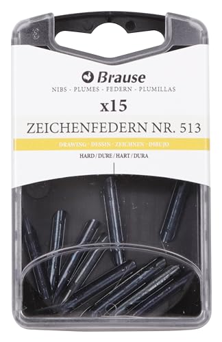 Brause 150513B - Packung mit 15 Zeichnenfedern extra hart, mit sehr feiner Spitze, ideal für Kalligraphie, 1 Box von J. Herbin