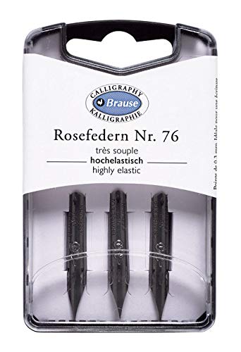 Brause 300076B - Packung mit 3 Rosenfedern, ideal für Druckschrift, 1 Pack von J. Herbin