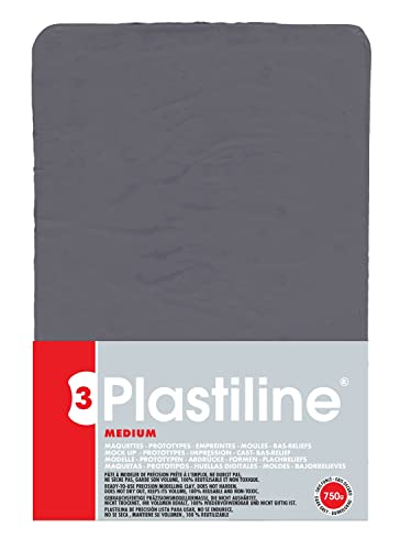 Herbin 7755T - Plastiline, 750g, Härte medium, ideal zum Modellieren, 100% wiederverwendbar, Grau von J. Herbin