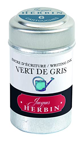 J. Herbin 20107T Packung mit 6 Tintenpatronen (geeignet für Federhalter und Tintenroller, universales Format) 1 Pack grüngrau von J. Herbin