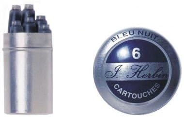 J. Herbin 6 Tintenpatronen in der Dose nachtblau von J.Herbin