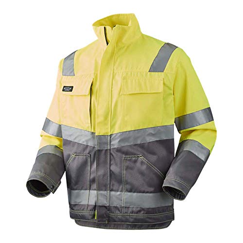 J.A.K. 111058603 Serie 11105 70% Polyester/30% Baumwolle Blousonjacke, EN 20471, Klasse 2, Gelb/Grau, L Größe von J.A.K.