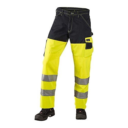 J.A.K. 1110685100 Serie 11106 70% Polyester/30% Baumwolle Bundhose, EN 20471, Klasse 2, Gelb/Marine, 56 R (39/32) Größe von J.A.K.