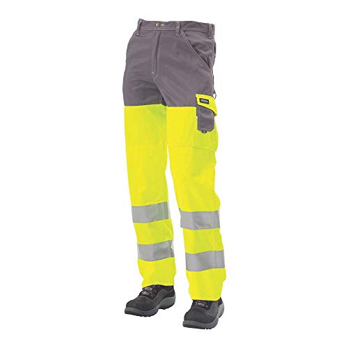 J.A.K. 1110686080 Serie 11106 70% Polyester/30% Baumwolle Bundhose, EN 20471, Klasse 2, Gelb/Grau, 46 R (32/32) Größe von J.A.K.