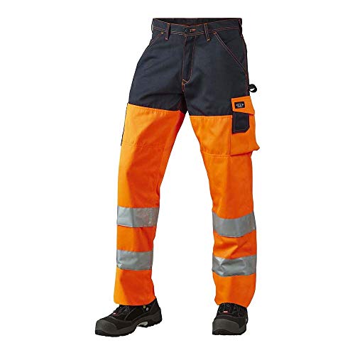 J.A.K. 1110688120 Serie 11106 70% Polyester/30% Baumwolle Bundhose, EN 20471, Klasse 2, Orange/Marine, 66 R (47/32) Größe von J.A.K.