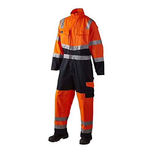 J.A.K. 111088804 Serie 11108 70% Polyester/30% Baumwolle Arbeitsanzug, EN 20471, Klasse 3, Orange/Marine, XL Größe von J.A.K.