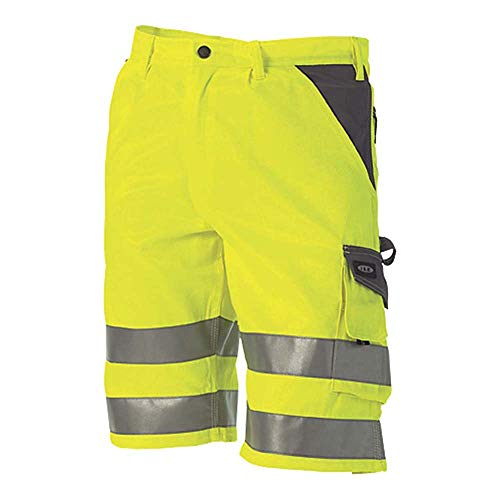 J.A.K. 1110914100 Serie 11109 70% Polyester/30% Baumwolle Shorts, EN 20471, Klasse 1, Gelb/Grau, 56 (39) Größe von J.A.K.