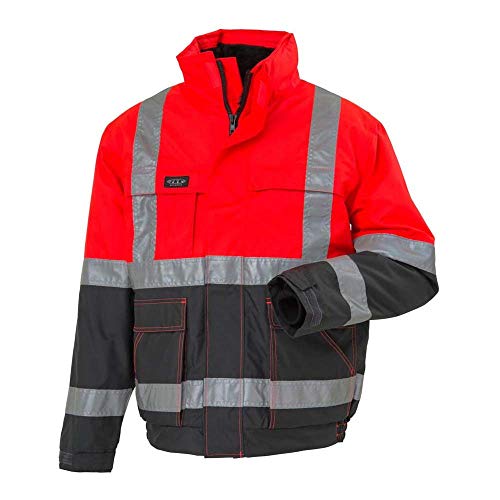 J.A.K. 111315203 Serie 11131 100% Polyester mit PU-Coating High Performance Jacke, EN 343, EN 20471, Klasse 2, Rot/Grau, L Größe von J.A.K.