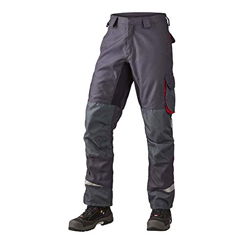 J.A.K. 160142084 Serie 1601 65% Polyester/35% Baumwolle Bundhose, Grau/Rot, 48 R (34/32) Größe von J.A.K.