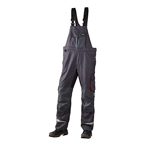 J.A.K. 160342120 Serie 1603 65% Polyester/35% Baumwolle Latzhose, Grau/Rot, 66 R (47/32) Größe von J.A.K.