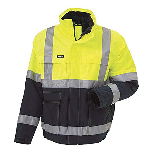 J.A.K. 3147111 Serie 11131 100% Polyester mit PU-Coating High Performance Jacke, EN 343, EN 20471, Klasse 2, Gelb/Marine, S Größe von J.A.K.