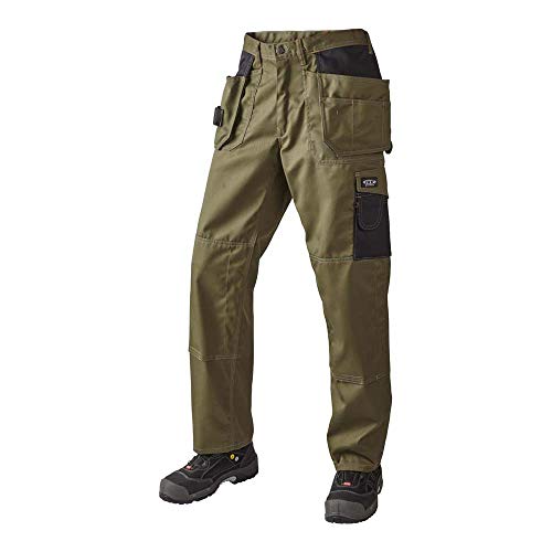 J.A.K. 920435080 Serie 9204 65% Polyester/35% Baumwolle Bundhose mit Hängetaschen, Army/Schwarz, 46 R (32/32) Größe von J.A.K.