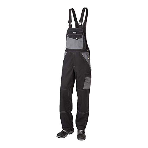 J.A.K. 920751B076 Serie 9207 65% Polyester/35% Baumwolle Latzhose, Schwarz/Grau, 44 L (30/35) Größe von J.A.K.