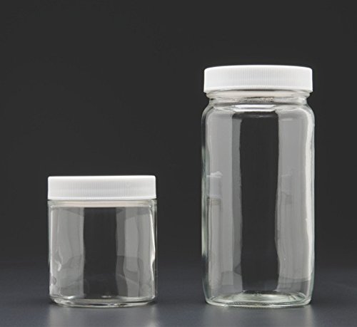 JG Finneran 9-191-3 Klares Borosilikatglas, vorgereinigtes und zertifiziertes hohes gerades Glas, mit weißem PP-Verschluss und 0,00000 mm PTFE-Innenfutter, 58–400 mm Kappengröße, 250 ml von J.G. Finneran