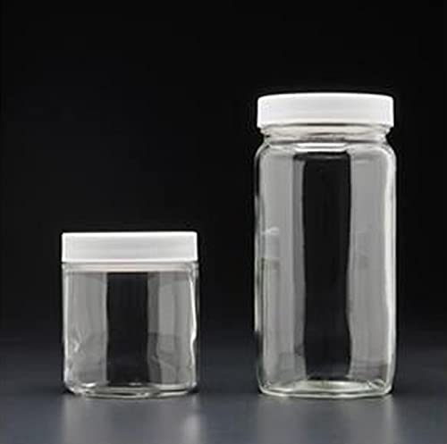 JG Finneran D0085-4 Klares Borosilikatglas, kurze gerade Seiten, Standard-Weithalsglas ohne Verschluss, 58–400 mm Gewindegröße, 118 ml Kapazität (24 Stück) von J.G. Finneran