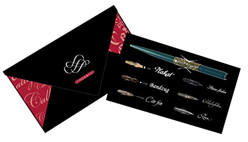 J.Herbin Brause 25400T - Traditionelles Schreib- und Kalligrafieset Schwarzer Umschlag und Karton in Umverpackung. 1 Federhalter, 6 Federn: Cito fein/Schüler/Steno/Bandzug 2 mm/Plakat 5 mm/Rose, 1 Set von Brause